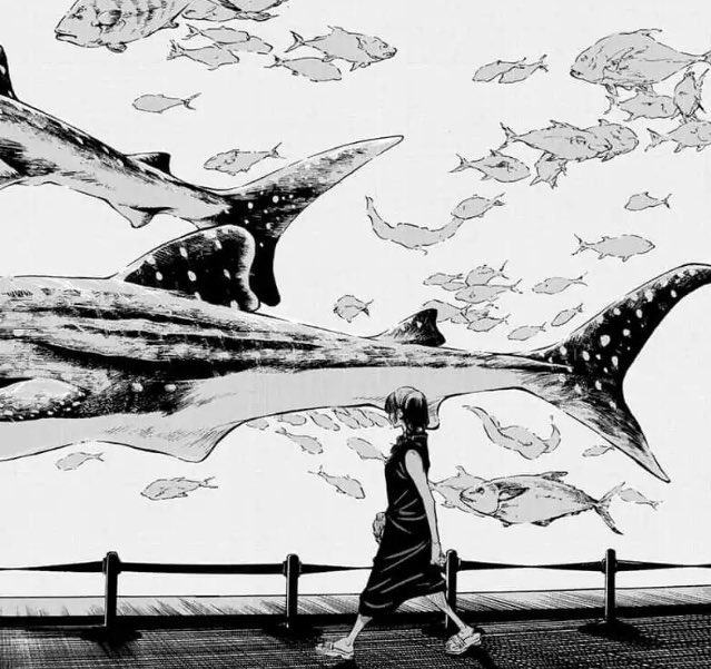 I really vibe with akutami-sensei's love of using ocean/sea life imagery. it fits so nicely into jjk? hm. like it's the source of quite a few curse designs and you can tell he's really inspired by it,, this shit is gorgeous.