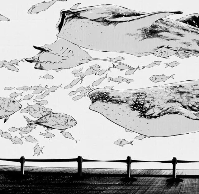 I really vibe with akutami-sensei's love of using ocean/sea life imagery. it fits so nicely into jjk? hm. like it's the source of quite a few curse designs and you can tell he's really inspired by it,, this shit is gorgeous.