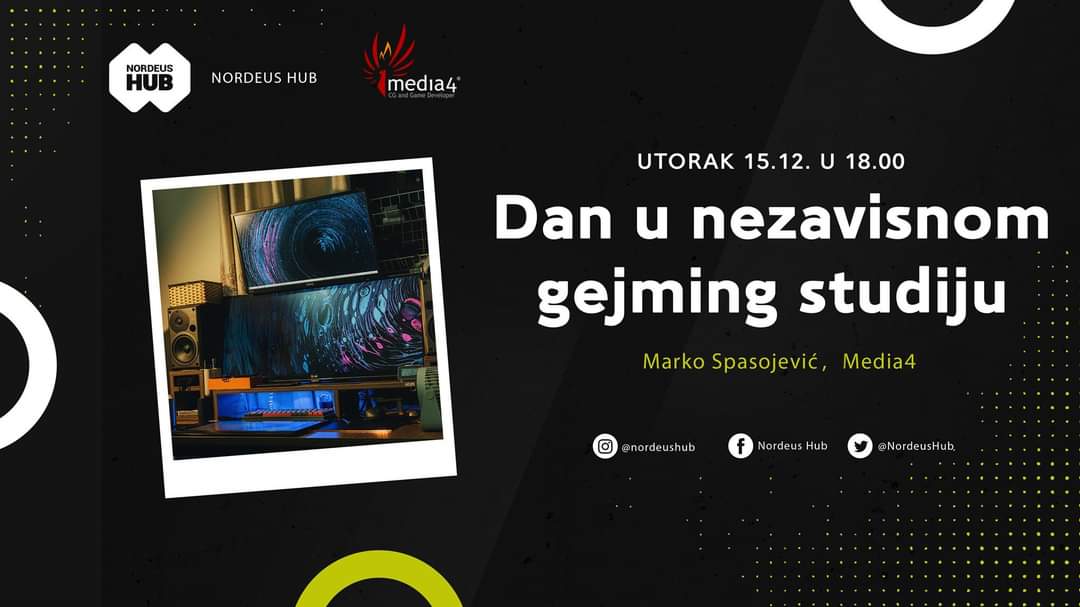 media4's tweet photo. https://t.co/2octT2XHyP
Rado smo se odazvali pozivu Jelene M. iz Nordeus Hub-a, da u online eventu "Dan u nezavisnom gejming studiju" - podelimo nasa iskustva od osnivanja do danas.
Utorak,  Dec., 18:00h
Vidimo se! https://t.co/tBu0IQAbbX