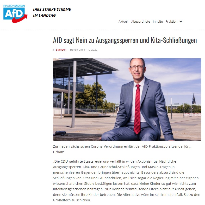 Am 16. März lag #Corona-Inzidenz #Sachsen bei 3,7 und die #AfD: "Sofort Katastrophenalarm auslösen!"

Sächsische Inzidenz heute 371,0 und somit 1⃣0⃣0⃣x so hoch. AfD jetzt wg. #Lockdown: "Staatsregierung verfällt in Aktionismus!"

Einzige Konstante: ↙️ Sharepics mit Jörg #Urban ↘️