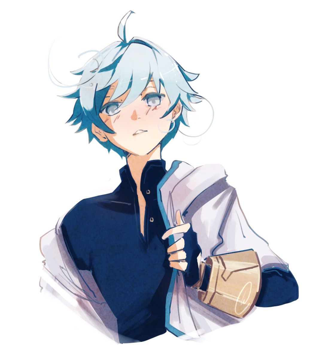 leazoth's tweet photo. »due to his congenital positivity, he is constantly troubled by increased body temperatures and sudden urges or impulses.« ...💙💙💙 | #原神 #GenshinImpact #fanart #ChongYun https://t.co/R1ttJIQFHt