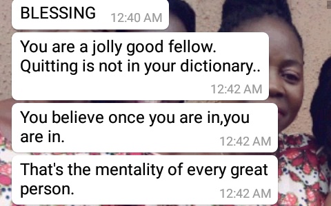 I was having a bad day till I saw a screenshot of this message yanbaba sent me😩.  Omo messages like this>>>>>>>