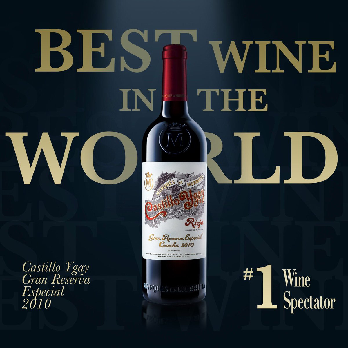 ¡MEJOR VINO DEL MUNDO!🥇🌎
Castillo Ygay Gran Reserva Especial 2010 ha sido elegido el primero de la lista de los 100 mejores vinos del mundo de <a href="/WineSpectator/">Wine Spectator</a> 
🇬🇧¡BEST WINE IN THE WORLD!
Castillo Ygay 2010 has been chosen as the Best Wine In the Spectator’s top 100 wines of 2020
