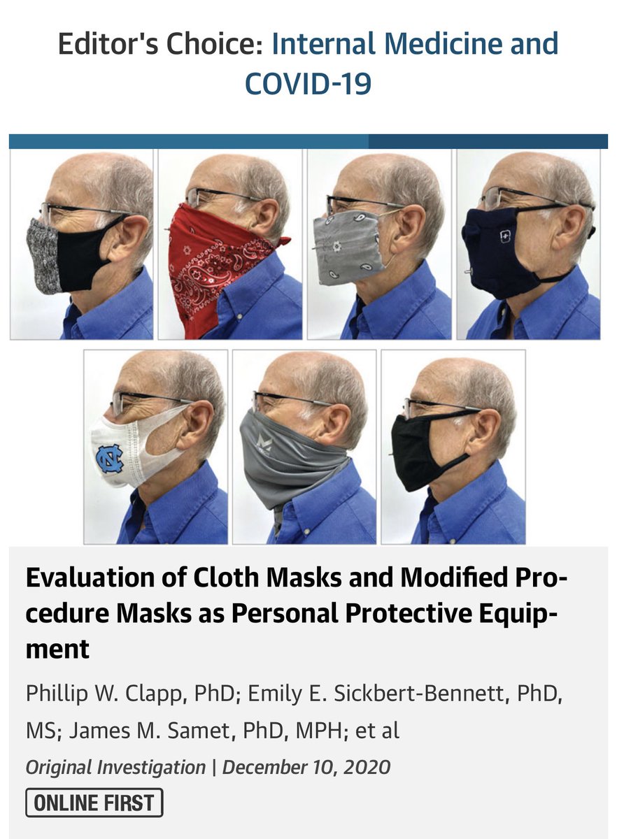 THREAD1/ New paper out in  @JAMAInternalMed on evaluating different types of MASKS and their filtration efficiency in indoor settings for  #covid19