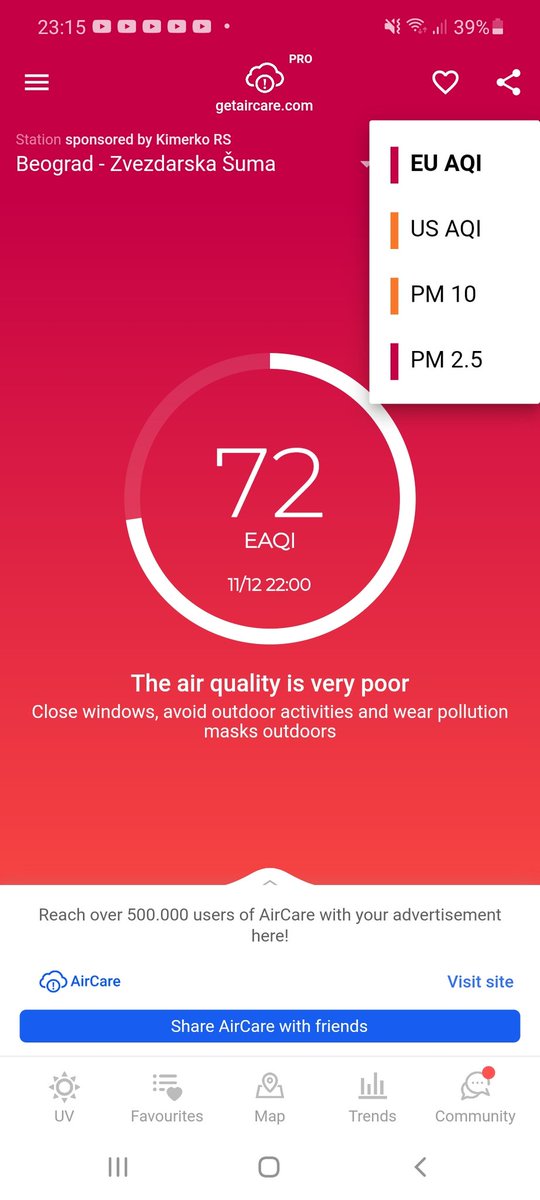 JelenaMKandic's tweet photo. @lisaninmica Ovo je druga od tri aplikacije koju koristim ↔️ #AirCare uz #Ventusky & #AirVisual.
Nemam reči kojima bih opisala monstruoznost kojom se sadašnja vlast i režim ophode prema sopstvenim građanima.
#autocid #zagadjenje #zagađenje #AirPollution #Zvezdara #Beograd #Belgrade #Srbija https://t.co/s9KuTyEnZC