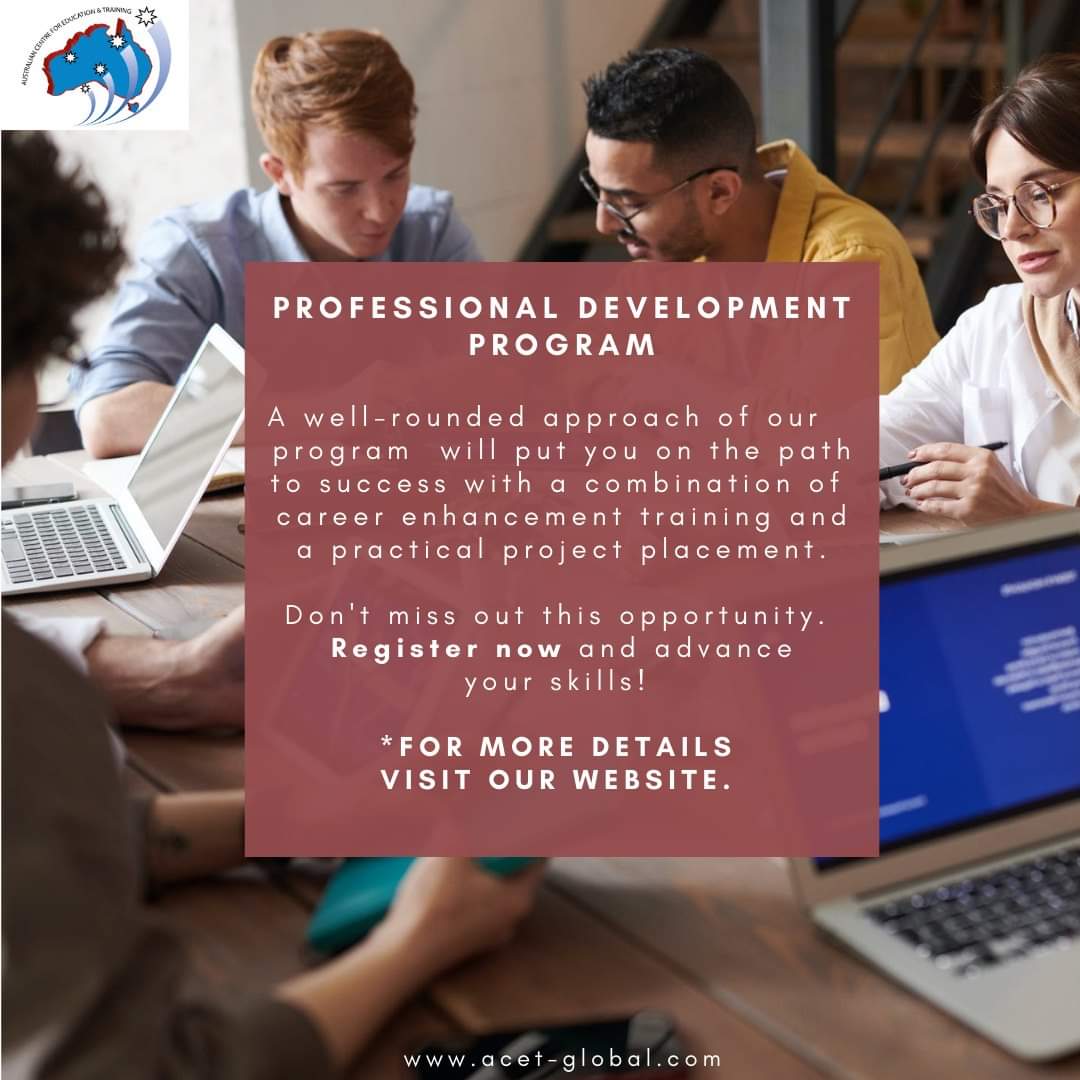 ACETGlobal's tweet photo. Our #professional #development program helps you advance your #skills through its innovative 3-month program, designed for those looking to transition into a professional position or need an opportunity to grow into managerial roles.Register now! #business #innovation #education https://t.co/FZ0kS6xxqJ