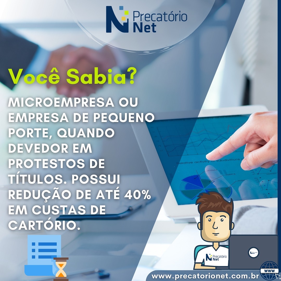 PrecatorioNet's tweet image. Você sabia?

No protesto de títulos , quando o devedor é Microempresa ou Empresa de pequeno porte tem redução nas Custas de Cartório em torno de 40%.
Para isto tem que provar junto ao cartório a sua condição de Microempresa ou Empresa de pequeno porte.

precatorionet.com.br 🌐