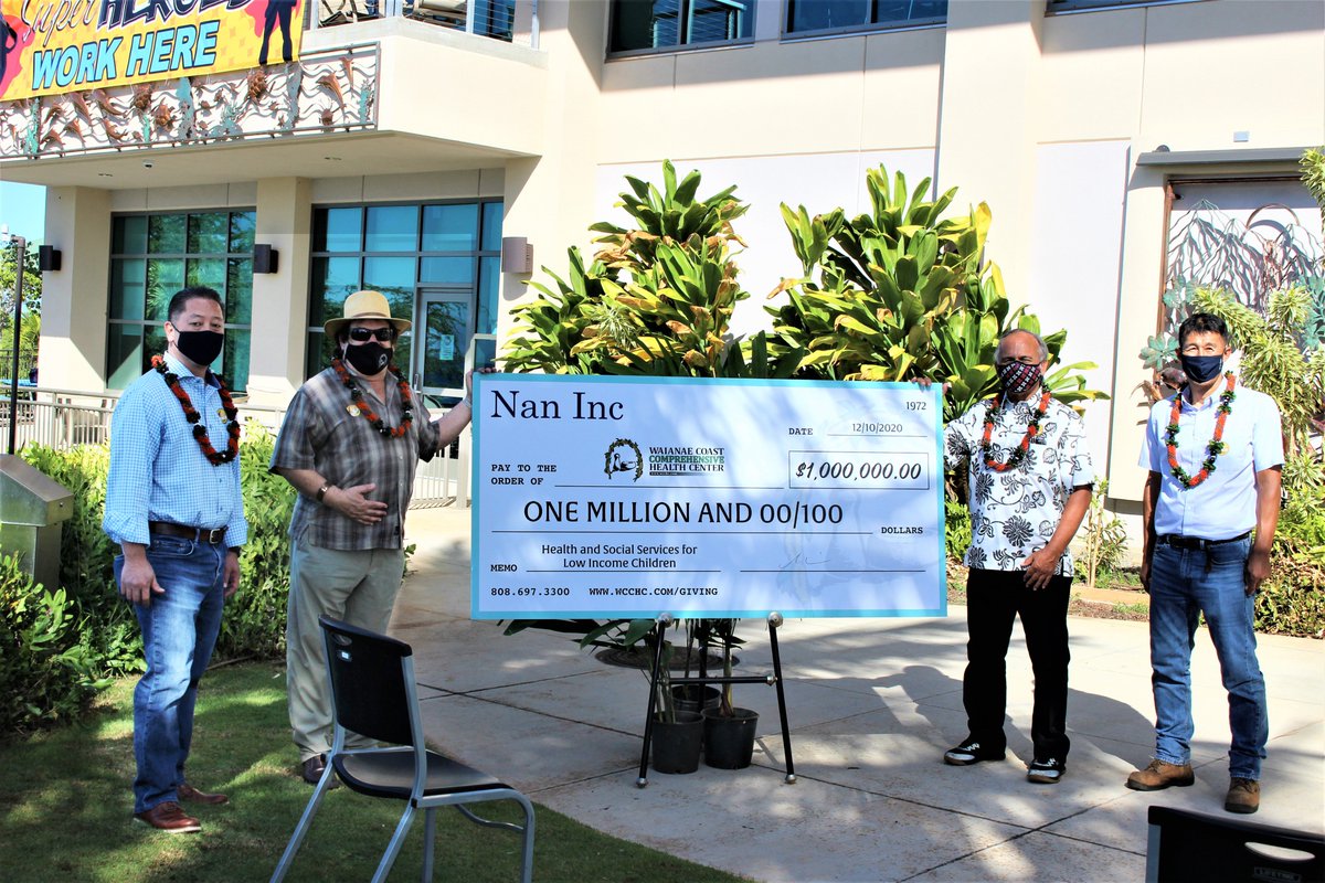NanIncHawaii's tweet photo. Nan, Inc. has just donated $1 million to Waianae Coast Comprehensive Health Center. The money will help provide much-needed health and social services to low-income keiki. This is the third million dollar donation Nan, Inc. has made to local hospitals in the last eight years. https://t.co/Rak9xjJbSH