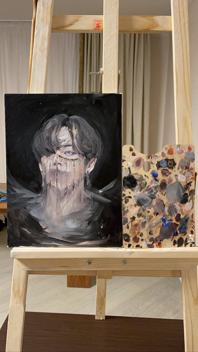 jamxart's tweet photo. Black Swan Tae 
My first ever fanart through OIL ON CANVAS 🤍

This painting is in one copy only 🖤
Size: 11.7 x 16.5 in
Price: $400 
Shipping worldwide ✈️
DM❤️ https://t.co/q685WLL3DG