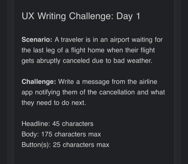 Dinma_Ezeh's tweet image. Day 1 UX Writing Challenge

I&apos;ve been learning UX writing for some weeks now and I decided to join the UX writing challenge.

I hope to learn more and get better in coming days.

@dailyuxwriting 

#uxwriting #copywriting #uxcopy #designTwitter