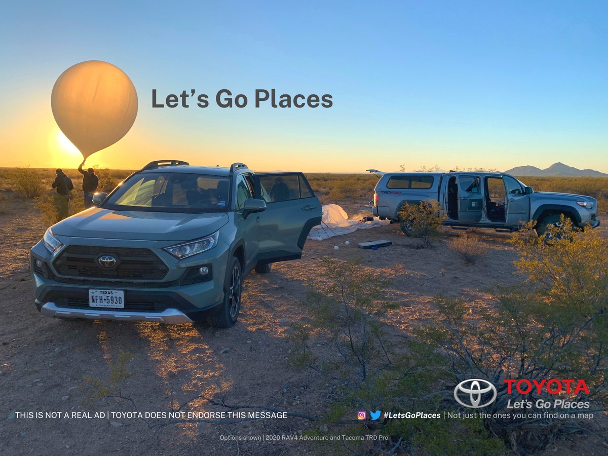 Toyotas help us launch our stratospheric balloons and we love them so much that we made a fake ad. You're welcome <a href="/Toyota/">Toyota USA</a>.