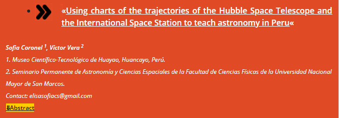 ESofiaCoronel1's tweet photo. Gracias por esta oportunidad... Presente mi poster en "Education and Heritage in the Era of Big Data in Astronomy" #IAUS367 2020, les comparto el link https://t.co/OhblAPP0Hy...
https://t.co/5tH310NVO7
@spaceUNMSM @UNMSM_  @astro_vvera https://t.co/52CQX8TN7I