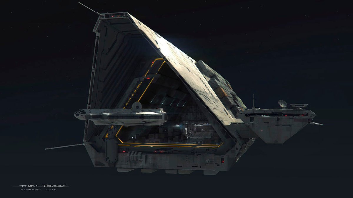 Despite itself, the Legacy Run is at the origin of the events of the High Republic. A design by  @ThomTenery Pablo Hidalgo: “The Legacy Run was derived from an unused design for Han Solo’s freighter in The Force Awakens that I always liked.”