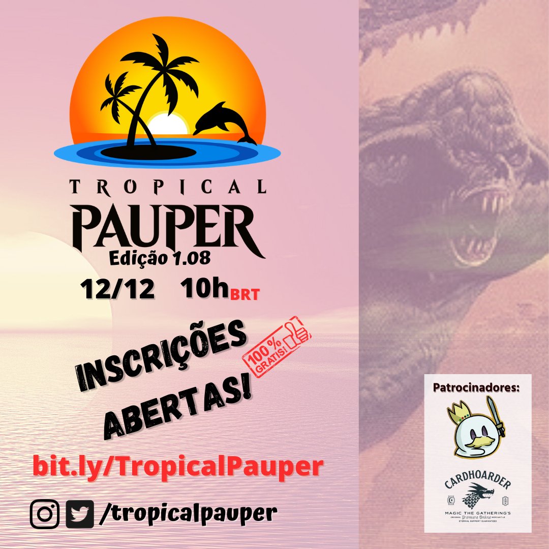 Amanhã vamos ter mais uma edição do #TropicalPauper e as inscrições estão abertas!!!