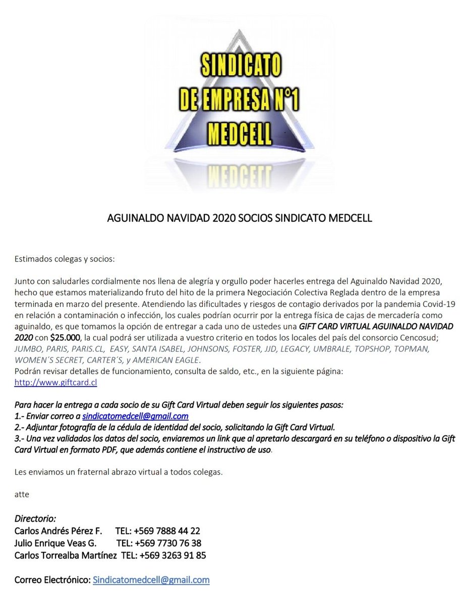 Entrega de aguinaldos a nuestros socios Navidad 2020.