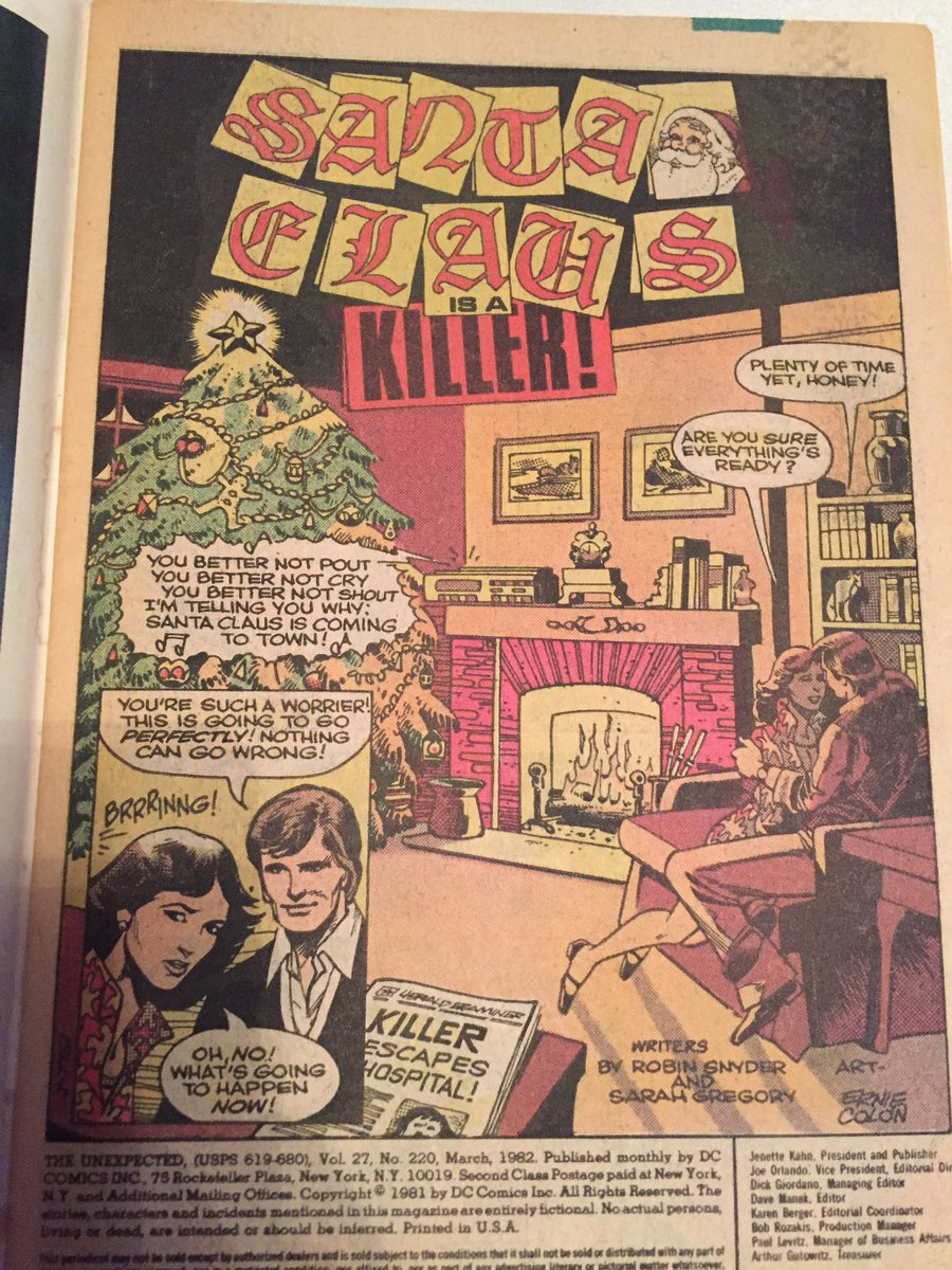 Christmas Comics Day 11 - UNEXPECTED #220 - “Santa Claus Is A Killer”, written by Robin Snyder & Sarah Gregory; art by Ernie Colon