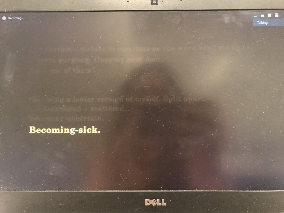 We had insightful and different presentations (and in different formats): we had amazing poems by  @BonnieBYCheng and  @tbarlott . Poems not only about research findings, but also on personal experience of being sick. Of Becoming-sick.