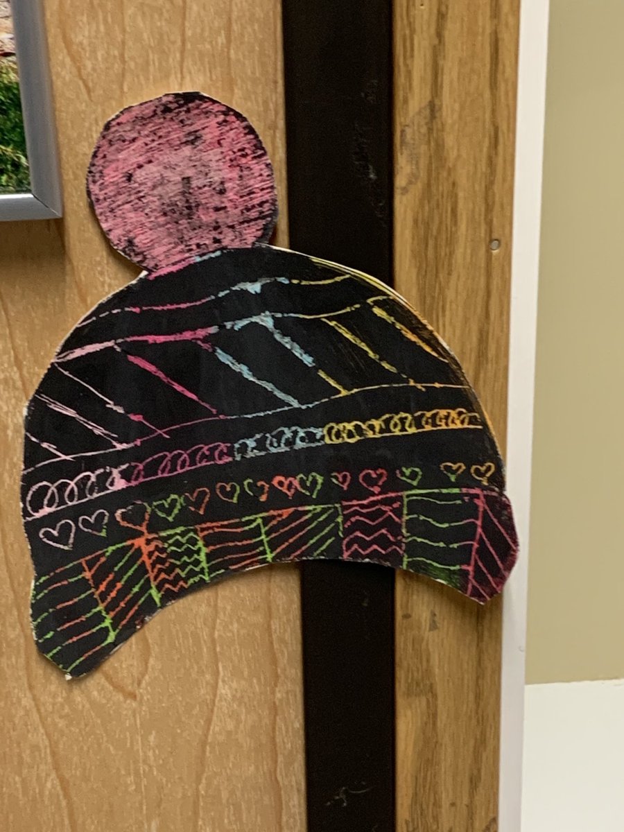 tchrgirl's tweet photo. Today’s art lesson introduced “Scratch Art” with oil pastel, black Acrylic paint and a wooden skewer for etching. These winter hats were completed by the grade 4/5 class at #alertbayschool #learn85 https://t.co/6bMrSTzHAe