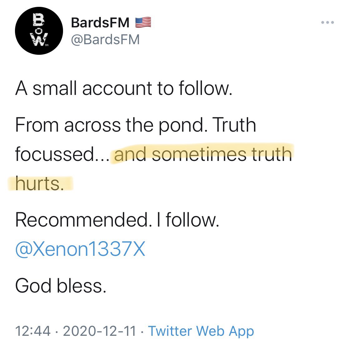 Would you like to meet a new paytriot? Built up podcast followers on Podbean. Has since moved onto YouTube. BardsFMIf anybody has a cult following, it’s this guy. Total fraud. Be careful who you follow. You’ve been warned.
