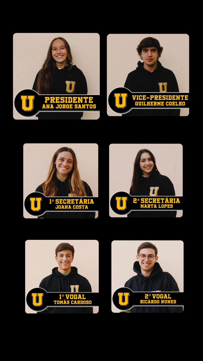 Se ainda não tinhas visto, aqui está a constituição da Direção da Lista U 💛🖤🔛