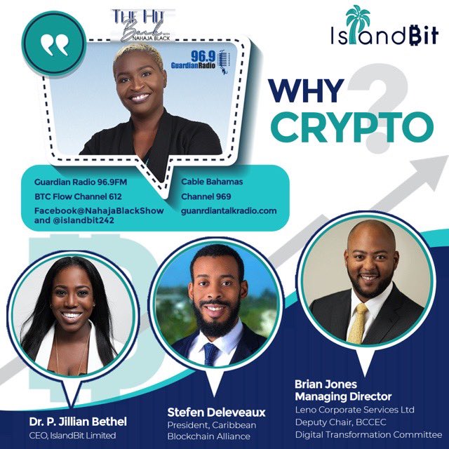 islandbit242's tweet photo. Want to know why you should own crypto currencies? 

Listen to The Hit Back with Nahaja Black on Monday Dec 14th to hear from her guests, P. Jillian Bethel, Brian Jones, Stefen Deleveaux while they explore why they own cryptocurrencies.
https://t.co/Vua7yM7CWV https://t.co/rlYNNciT3P