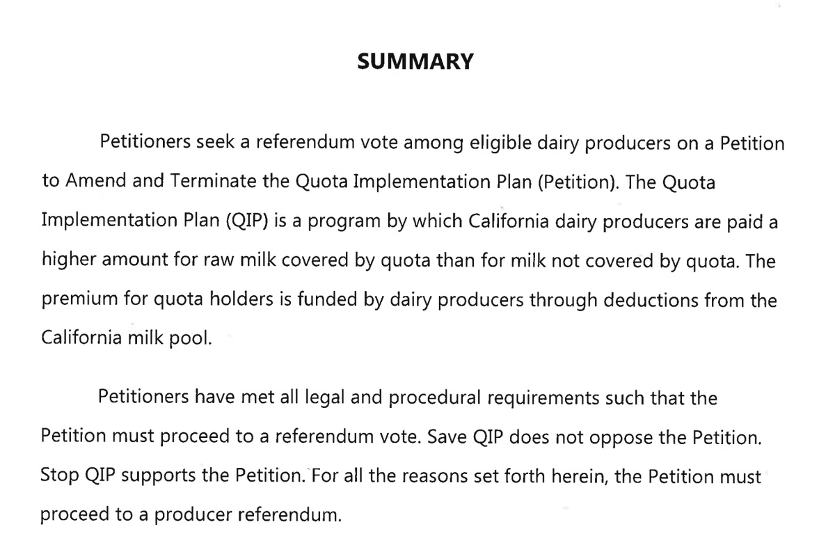 marinbozic's tweet photo. In California, administrative judge just ruled that petition to sunset the dairy quota program must proceed to a producer referendum. If approved on the referendum, the QIP would sunset on March 1, 2025. 
@DairyAnalyst
 and I worked on this in 2019: https://t.co/l6I9Qvbq5M https://t.co/87NMCgnKBb