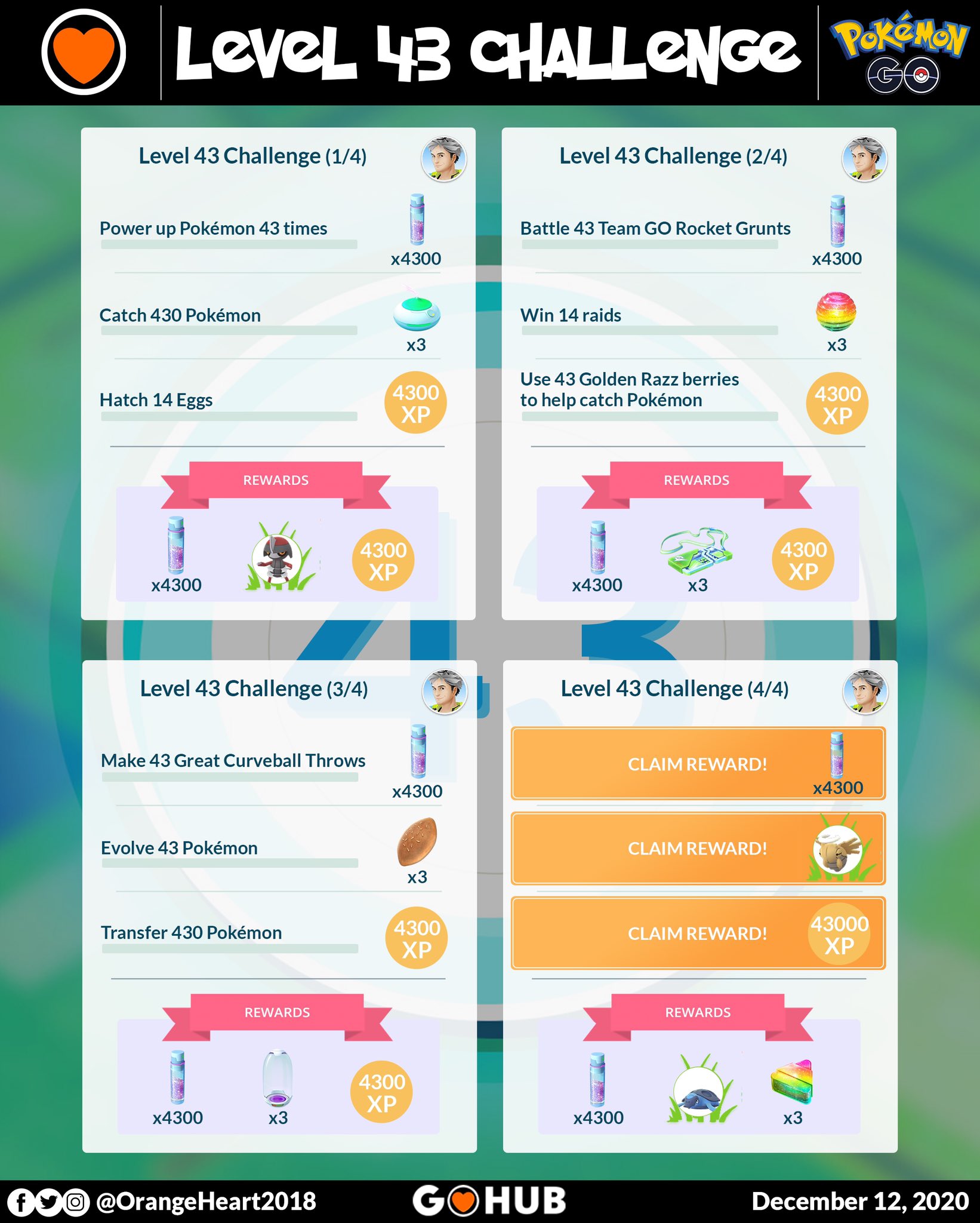 Orange Heart On Twitter The Level 43 Challenge Special Research Unlocks Upon Reaching Level 43 Here Are The Details Pokemongo Specialresearch Level43 Https T Co Vmoblbebnj Twitter