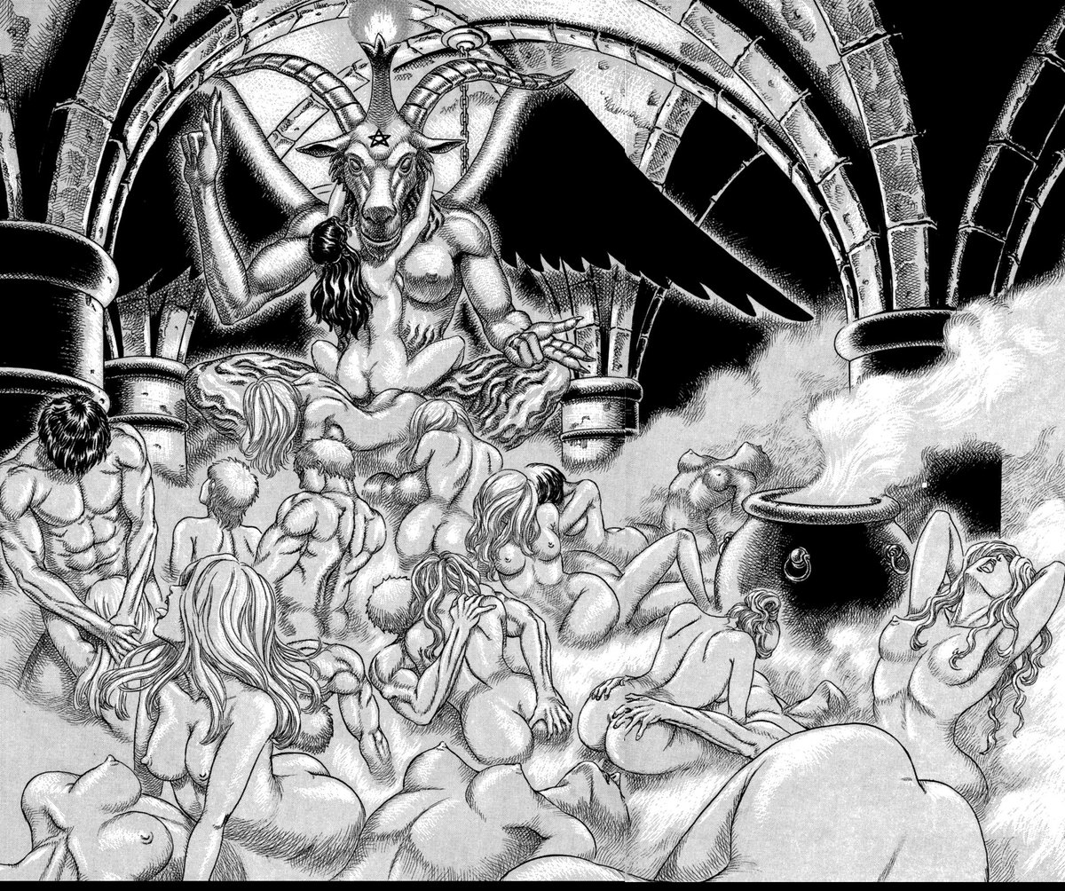 Difficile de faire la promotion du Satanisme quand l'objectif du prota et de tuer les démons. Dans le troisième tome apparaît la première orgie satanique. Cette orgie apparaît dans un souvenir projeté par les God Hand pour montrer à la jeune Thérésia la raison qui a poussé son