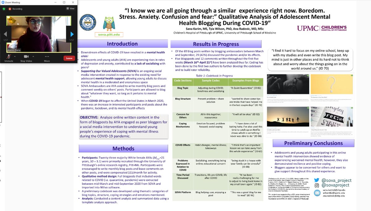 sharing our work and the contributions of our #SOVAbloggingambassadors at #PRISMHealth2020 #covid19mentalhealth #adolescentmentalhealth #adolescentresilience