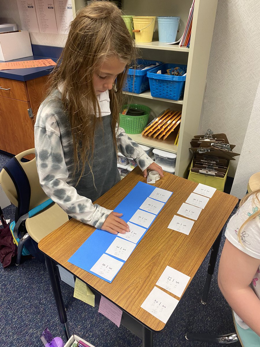 4hogsett's tweet photo. We are ordering fractions from least to greatest! #commondenominators @LindseyElem https://t.co/UXvmAligLz