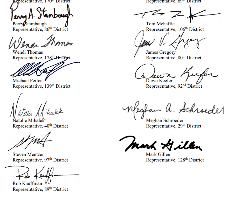 The signatories include a number of suburban Philadelphia representatives as well as some of the usual names signing onto the earlier resolutions or special session calls. I see most of the Bucks County GOP delegation here, minus Frank Farry.