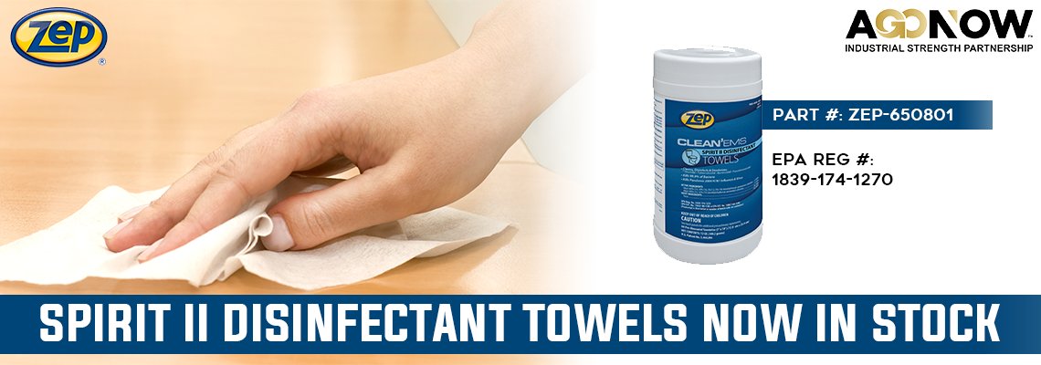 Zep EPA Registered Disinfectant Wipes Now In Stock At AgoNow!
agonow.com/ZEP-650801