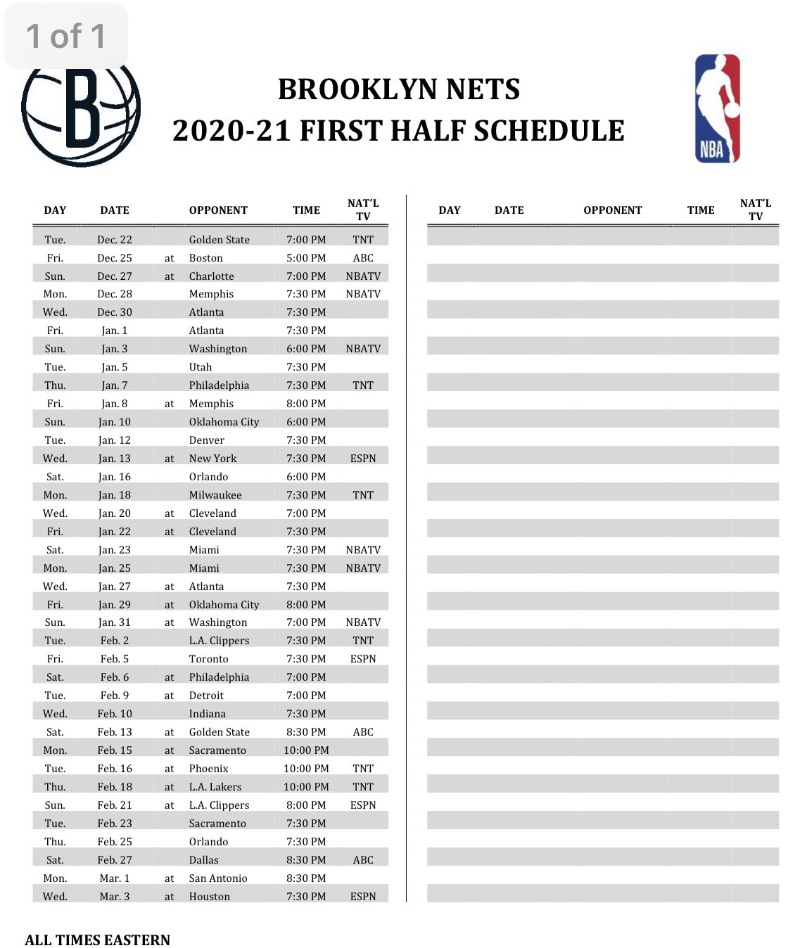 Nets Schedule 2022 Ian Begley On Twitter: "Nets Announce The First Half Of Their Schedule.  Nineteen Of Their 37 Games Are On National Tv: Https://T.co/6Ivkwur4Tu" /  Twitter