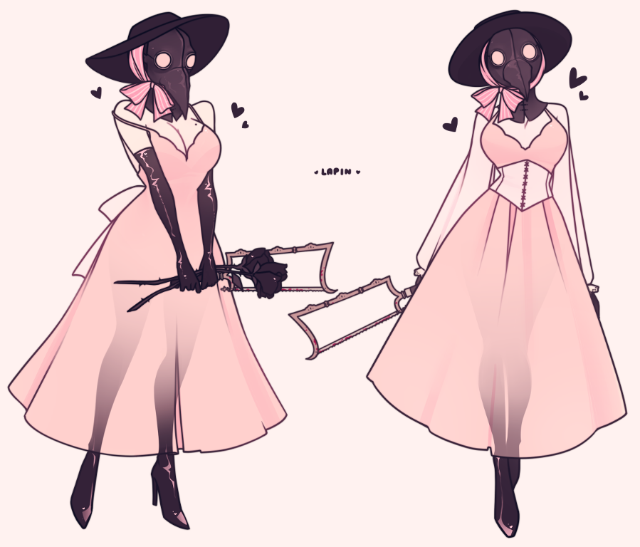 #2 pink plague doctor,  @AgentLapin. I love this one  https://agent-lapin.tumblr.com/ 