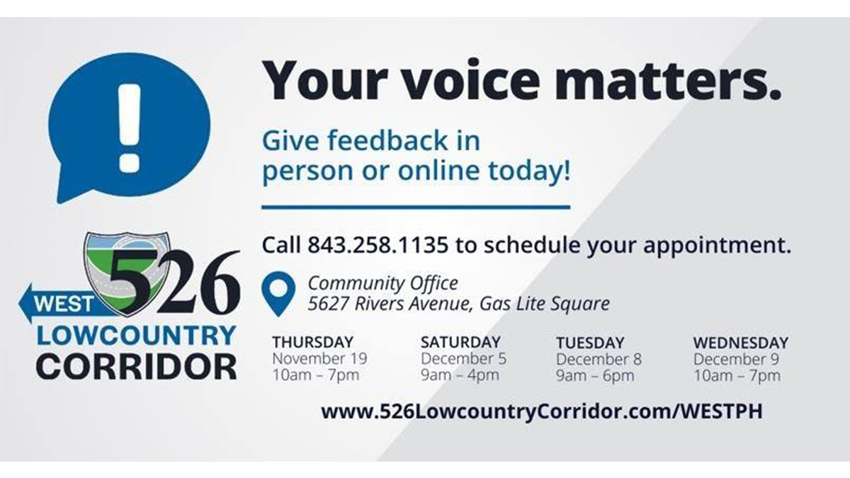 TridentUWay's tweet image. Curious about the I-526 Lowcountry Corridor West project and its impacts on the local community? You can now visit the Public Hearing webpage to provide your input, chat live with the project team or view a simulation of proposed improvements bit.ly/33Lwgia. #charleston