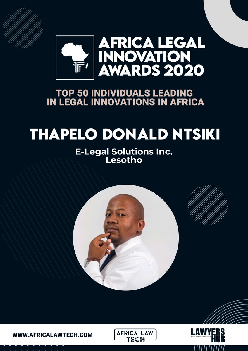 TOP 50 IN LEGAL INNOVATION IN AFRICA Donald Ntsiki - E-Legal Solutions #AfricaLawTech