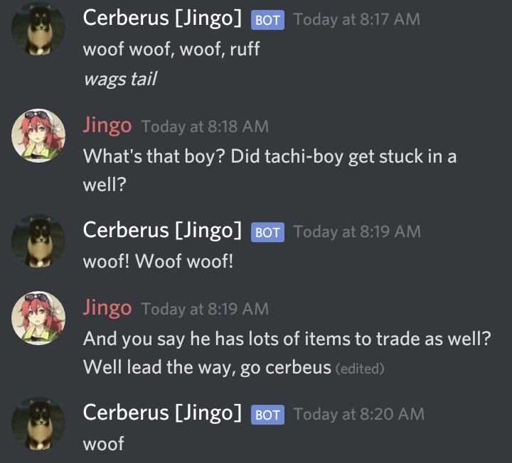 JingoSellsOut's tweet photo. Looks like Tachi-boy needs rescuing, didn't train Cerberus to be an expert hunter and tracked for nothing https://t.co/xvOhnc28Ey