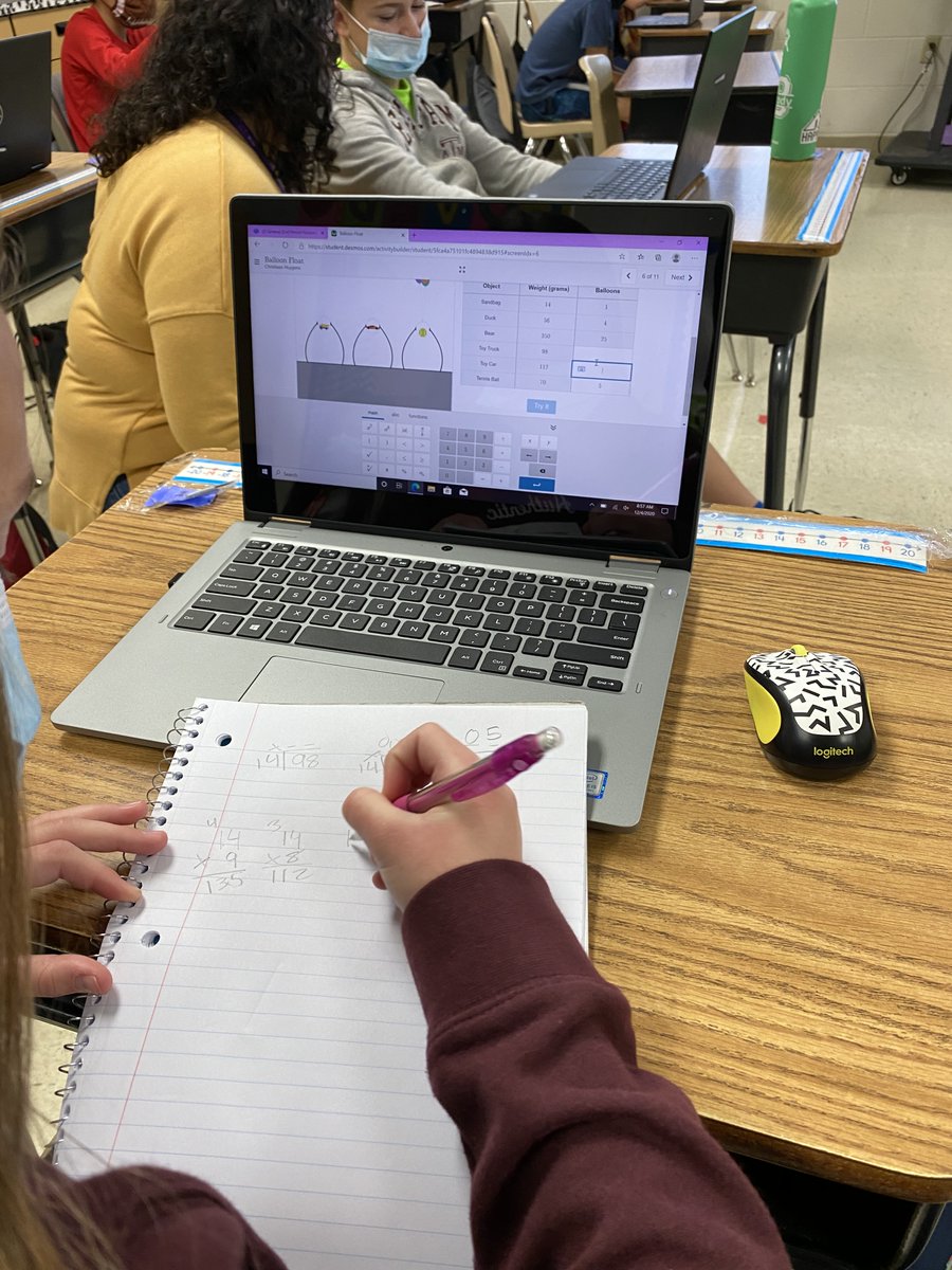 ITS_SQUAD_'s tweet photo. BTW 6th graders were SO engaged in applying their understanding of ratios to predict and determine how many balloons were required to lift everyday objects on Desmos! #BTWBest #KISDBest #techytwittertakeover @iluvlulucy @math_coach13 #Obrienhasnotwitter https://t.co/LBUJThcNlK