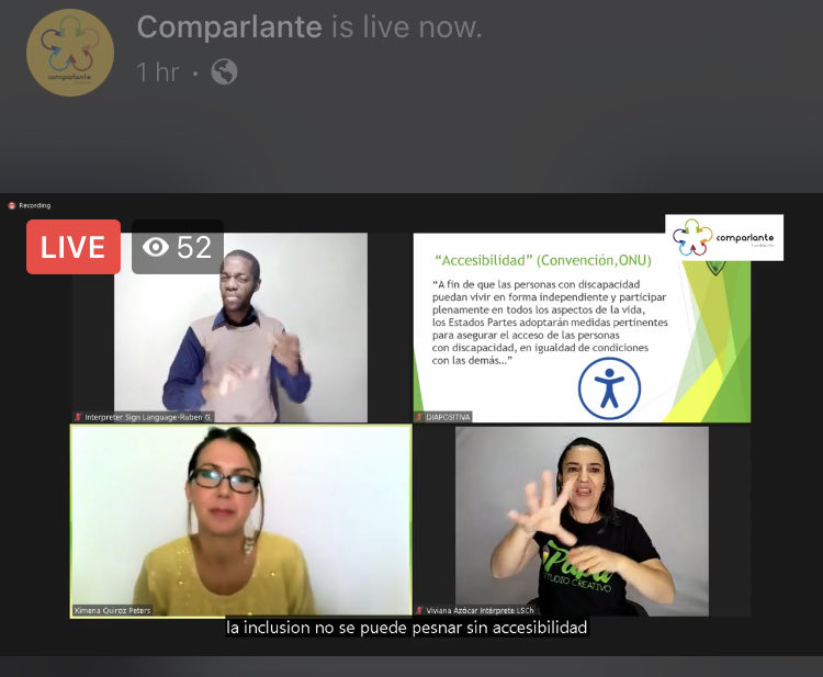 LornaJulio's tweet photo. “La inclusión no se puede pensar sin accesiblidad” afirma Ximena Quiroz Peters de Pupa estudio creativo en el panel co-organizado por @OEA_Inclusion
@Comparlante @Trust4Americas en el marco del Día Internacional de las Personas con Discapacidad #DIPD2020 https://t.co/ren9VYu47b
