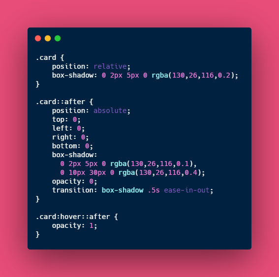 Animating the opacity of a pseudo element with a preset box-shadow saves the extra work ( re-painting ) for browser and achieves the same effect.