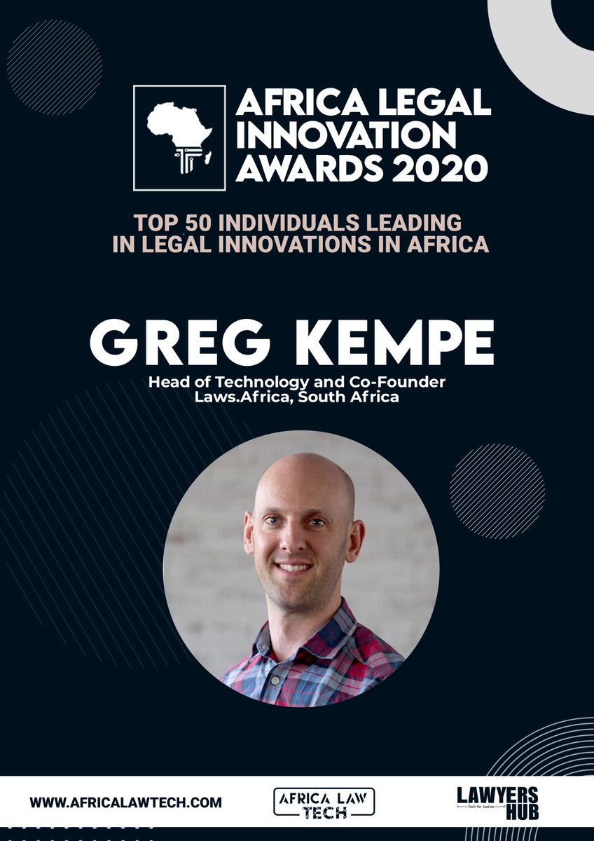 TOP 50 IN LEGAL INNOVATION IN AFRICA Greg Kempe -  @laws_africa  #AfricaLawTech