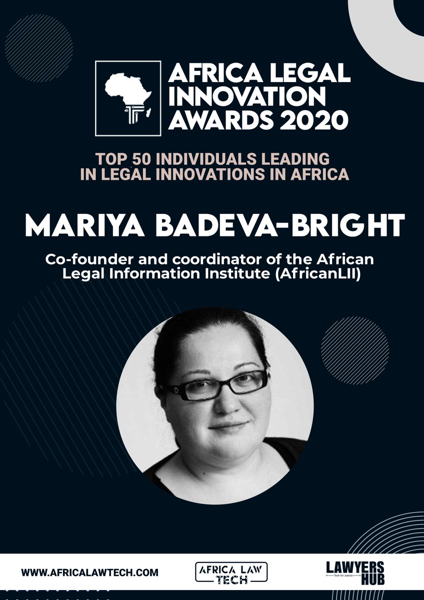 TOP 50 IN LEGAL INNOVATION IN AFRICA Mariya Badeva-Bright,  @mariyabb -  @AfricanLII  #AfricaLawTech