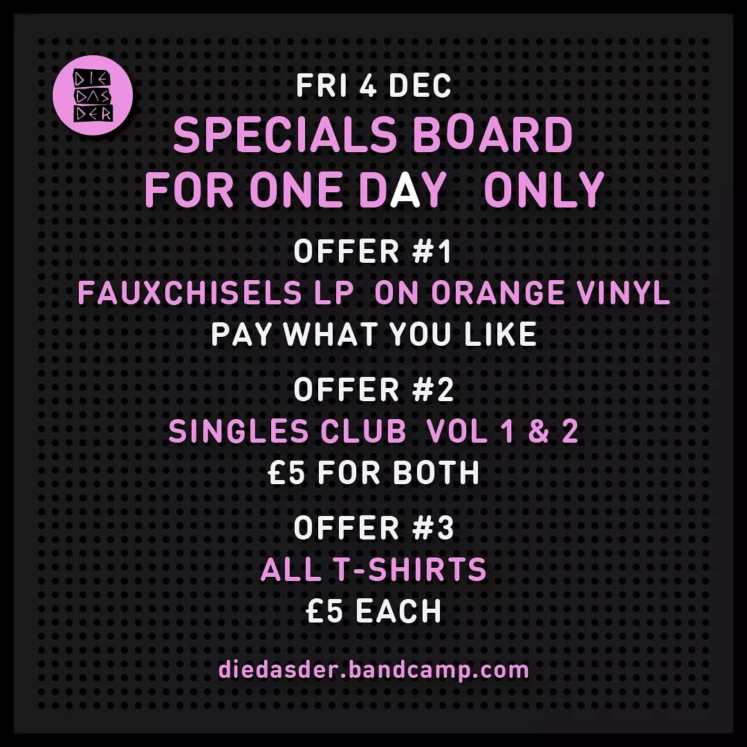 Still plenty of time to pick up some #BandcampFriday bargains and save us the normal Bandcamp 10% fee! Every sale makes a night difference to us, and enables us to plan for more releases in 2021. Offers on until 8am Saturday morning (GMT).

#diyrecordlabel #vinyl #brum #brumpunk