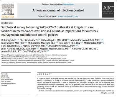 STUDY: We offered antibody testing to >300 residents/staff at long-term care homes following large outbreaks. At a time when  #COVID19 continues to be a major risk in homes, the findings validate aspects of our approach, support improvements, and when applied may save lives. 1/
