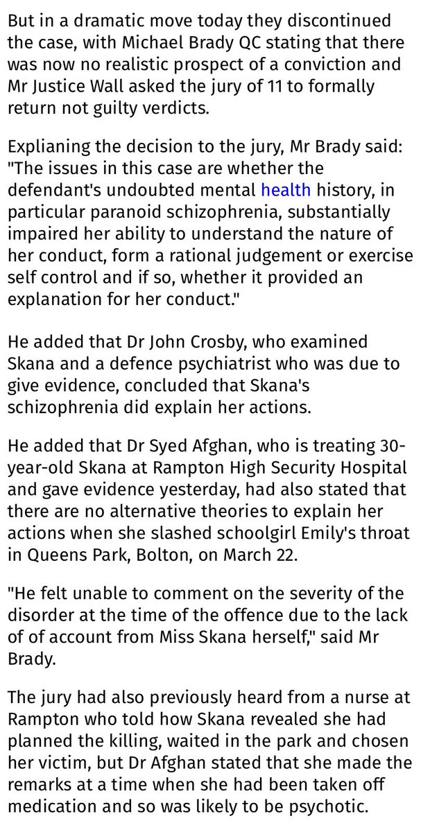 The psychiatric evidence all supported the defence of diminished responsibility. This was clearly not what the prosecution were expecting, but experts are under a duty to give independent evidence. If their expert opinions change, they must say.That seems to be what happened.