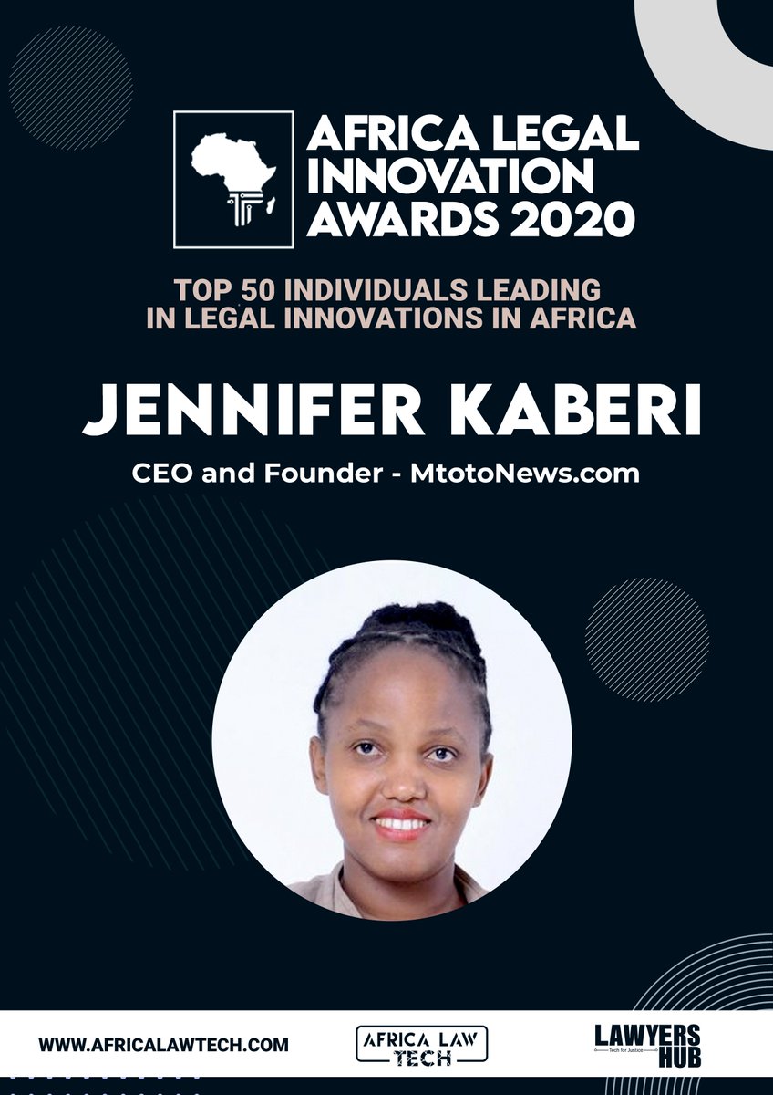  TOP 50 IN LEGAL INNOVATION IN AFRICA Jennifer Kaberi -  @MTotoNews  #AfricaLawTech