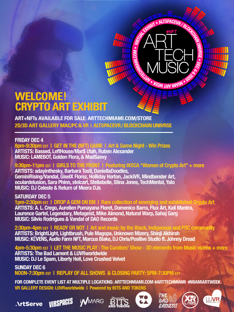 LUVRworldwide's tweet photo. OPENING NIGHT!
#ARTTECHMUSICNFT #IMMERSIVE
#miamiartweek #virtualexhibit
FEATURING: @LAMEBOTMUSIC @rariblecom
BUY #NFT:) https://t.co/tTH08D8MfS
INFO/RSVP: https://t.co/QeGcHFR8D2
#strangebass #arttechmiami #cryptoart #trendingart #raredigitalart @xrlabsmia #@ArtTechMiami1 https://t.co/lf0HJH0nF1