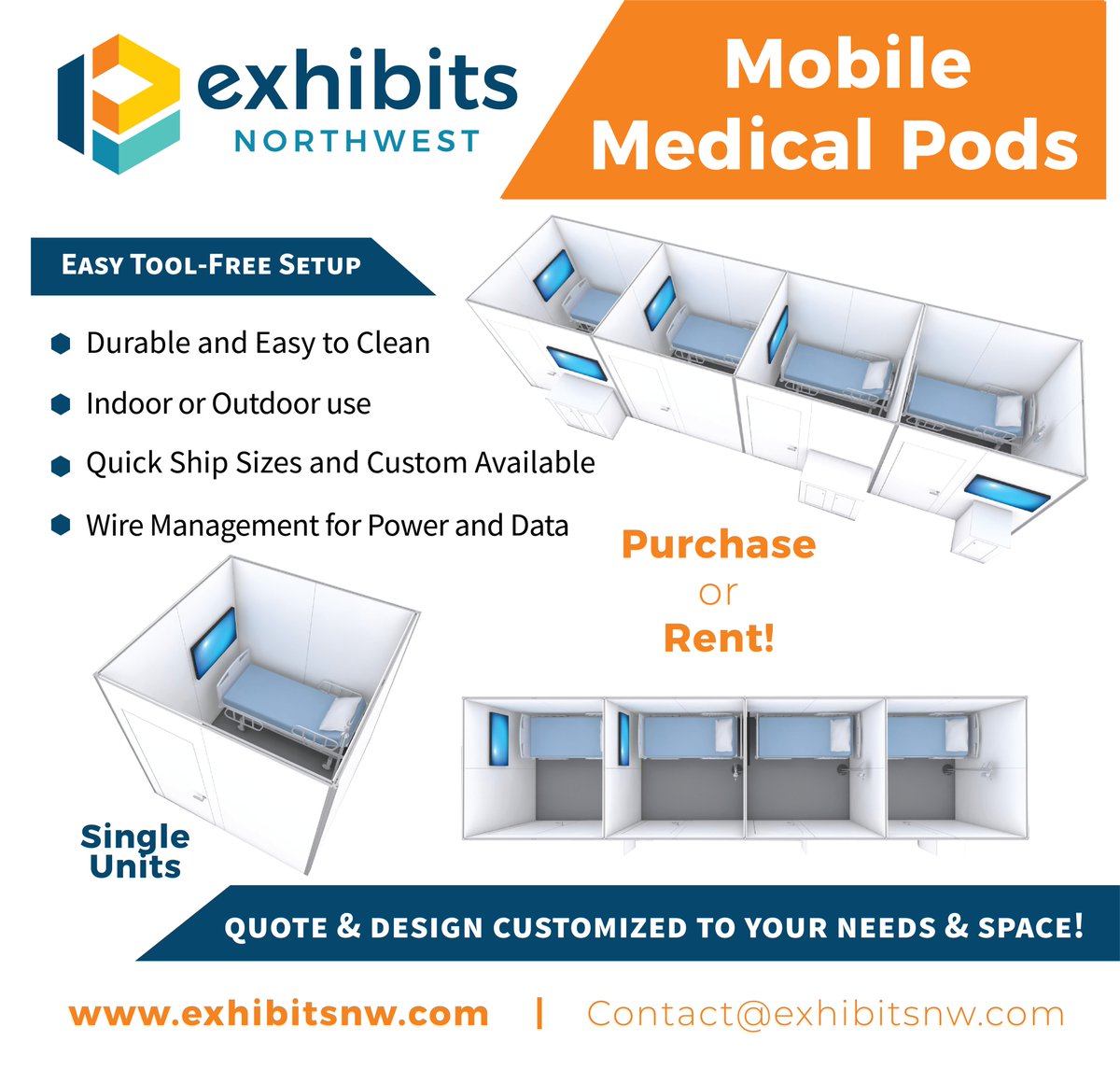 Mobile Medical Pods can be used indoor or outdoor for temporary use or permanent! Easy to clean and quick setup with no tools required. #covidtesting #COVID #registration #StaySafe