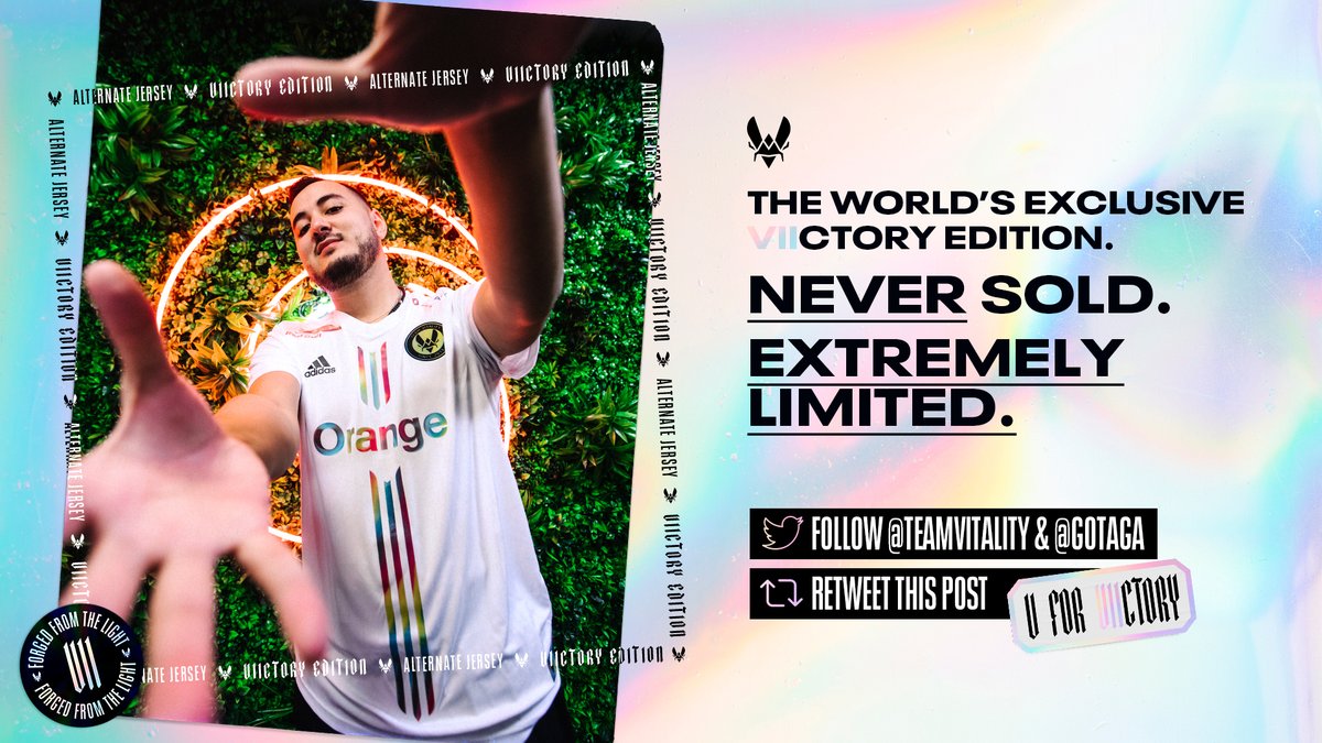 TeamVitality's tweet image. Only 20 people in the 𝐖𝐎𝐑𝐋𝐃 have this jersey! 🌍

Try to win it! 
✅ Follow @TeamVitality &amp;amp; @Gotaga 
🔁 RT this post

Draw on December 8th
