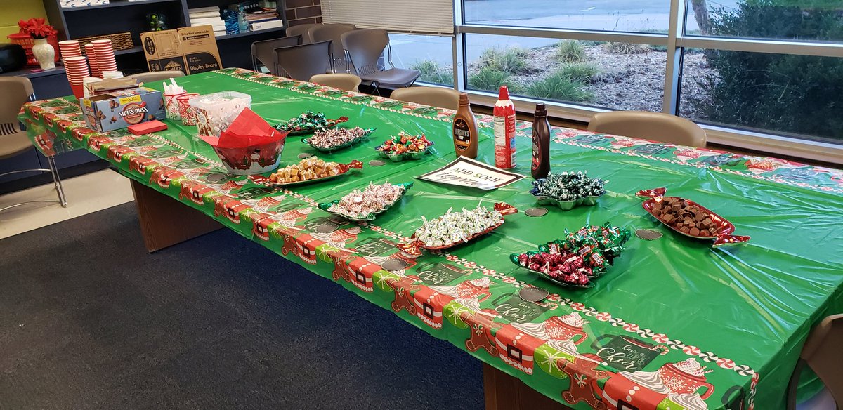 Hot cocoa bar in the lounge today! Happy Friday!